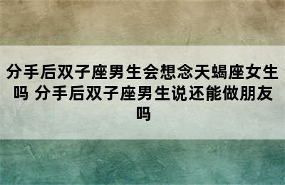 分手后双子座男生会想念天蝎座女生吗 分手后双子座男生说还能做朋友吗